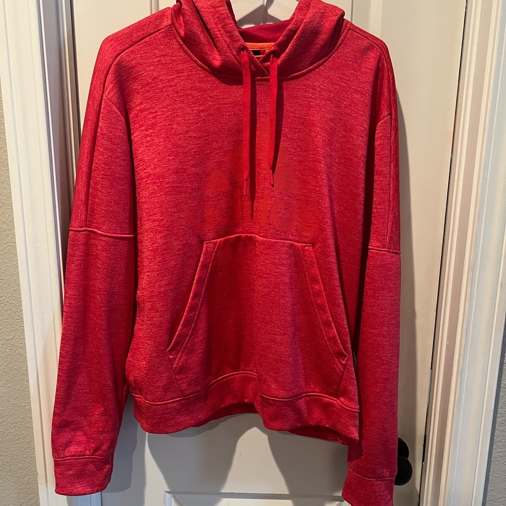 Adidas women’s xl Red orange Hoodie sweatshirt with Front Pocket